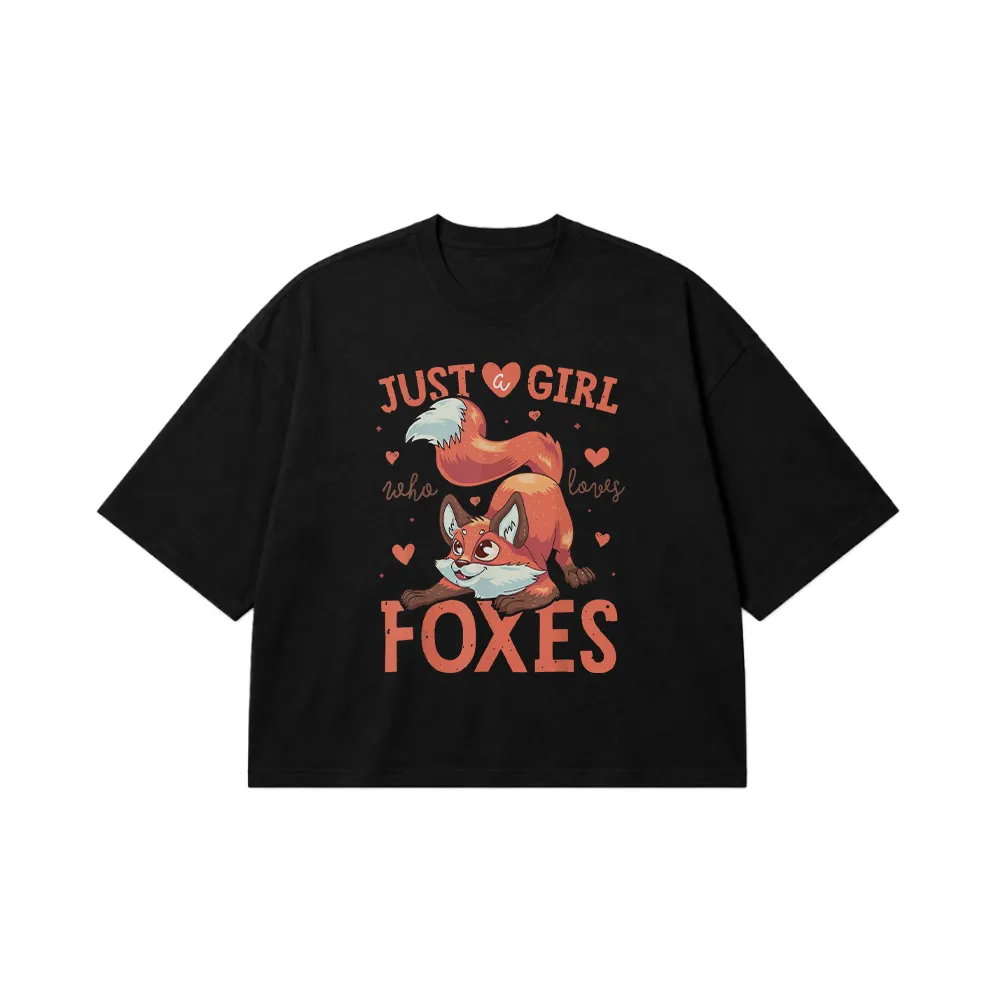 تیشرت باکسی روباه طرح Just a Girl Who Loves Foxes کد 20928