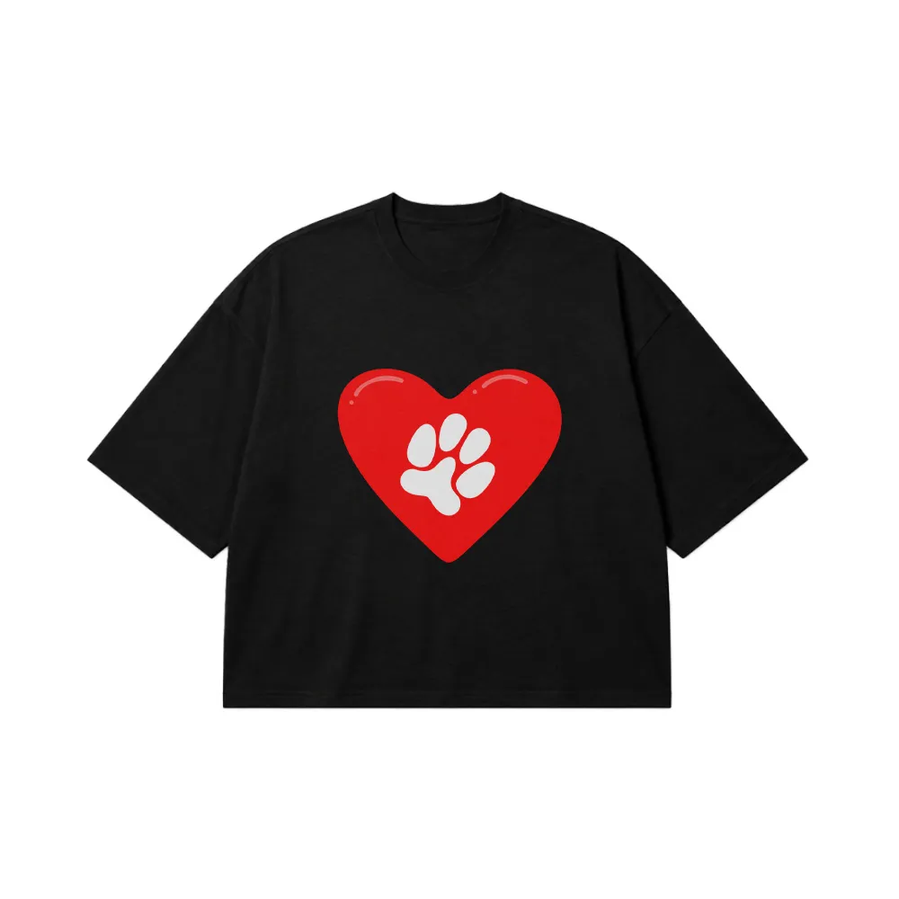تیشرت باکسی قلب طرح رد پا (Paw Heart) کد 20942