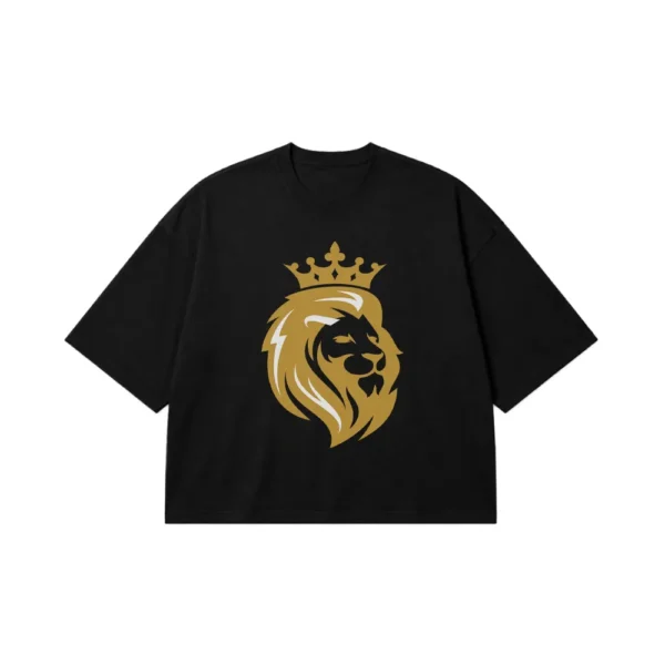 تیشرت باکسی شیر طرح تاج طلایی (Lion King) کد 20965