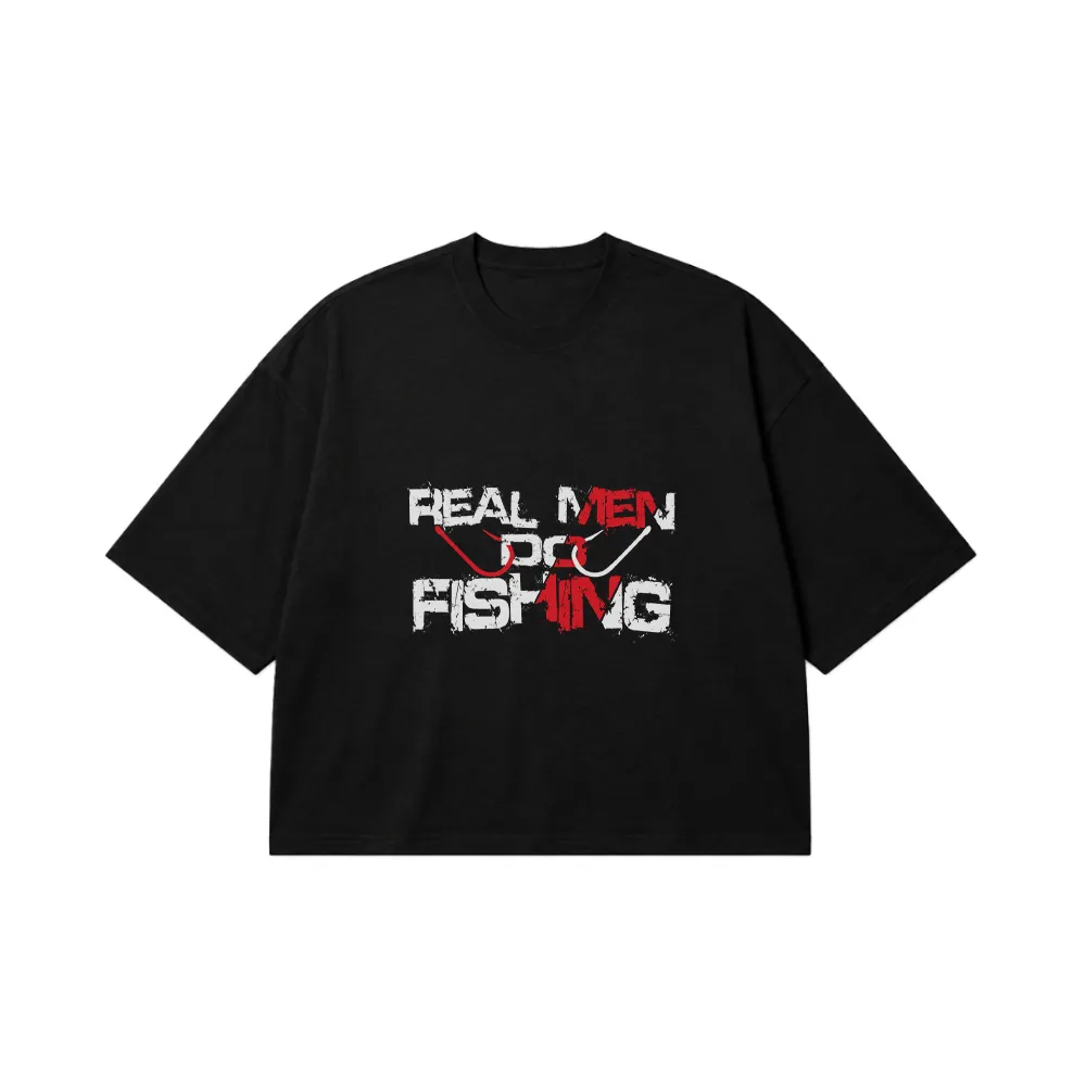تیشرت باکسی تایپوگرافی Real Men Do Fishing کد 21044