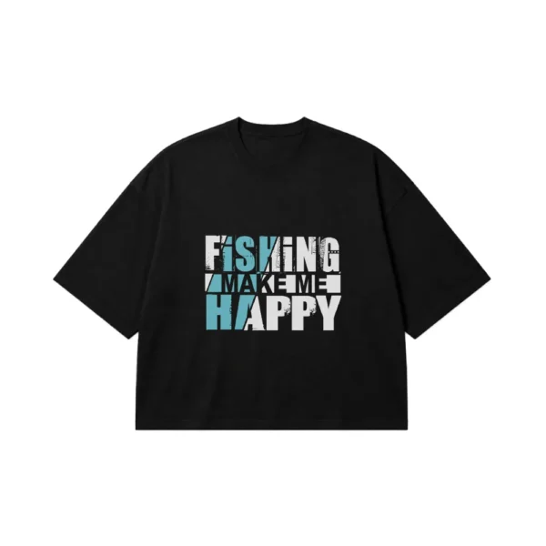 تیشرت باکسی تایپوگرافی Fishing Make Me Happy کد 21045