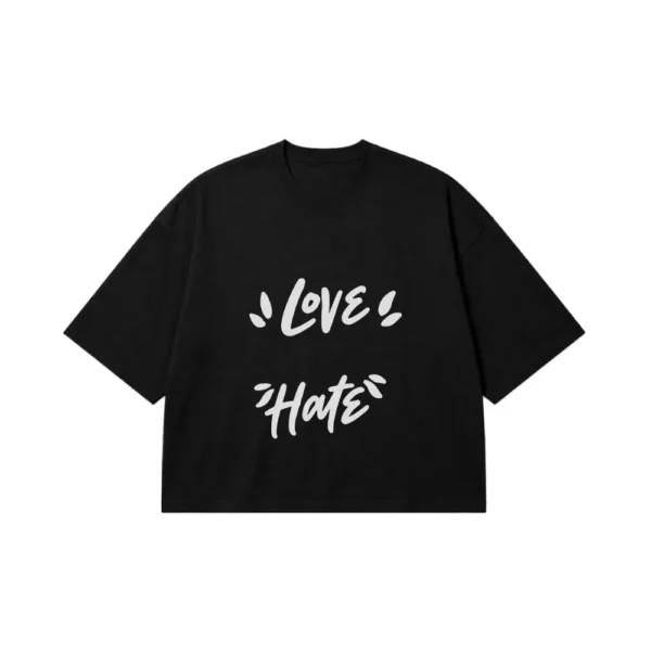 تیشرت باکسی تایپوگرافی طرح Love Hate کد 21065