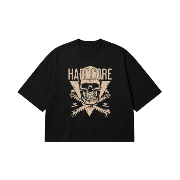 تیشرت باکسی جمجمه طرح Hardcore کد 21166