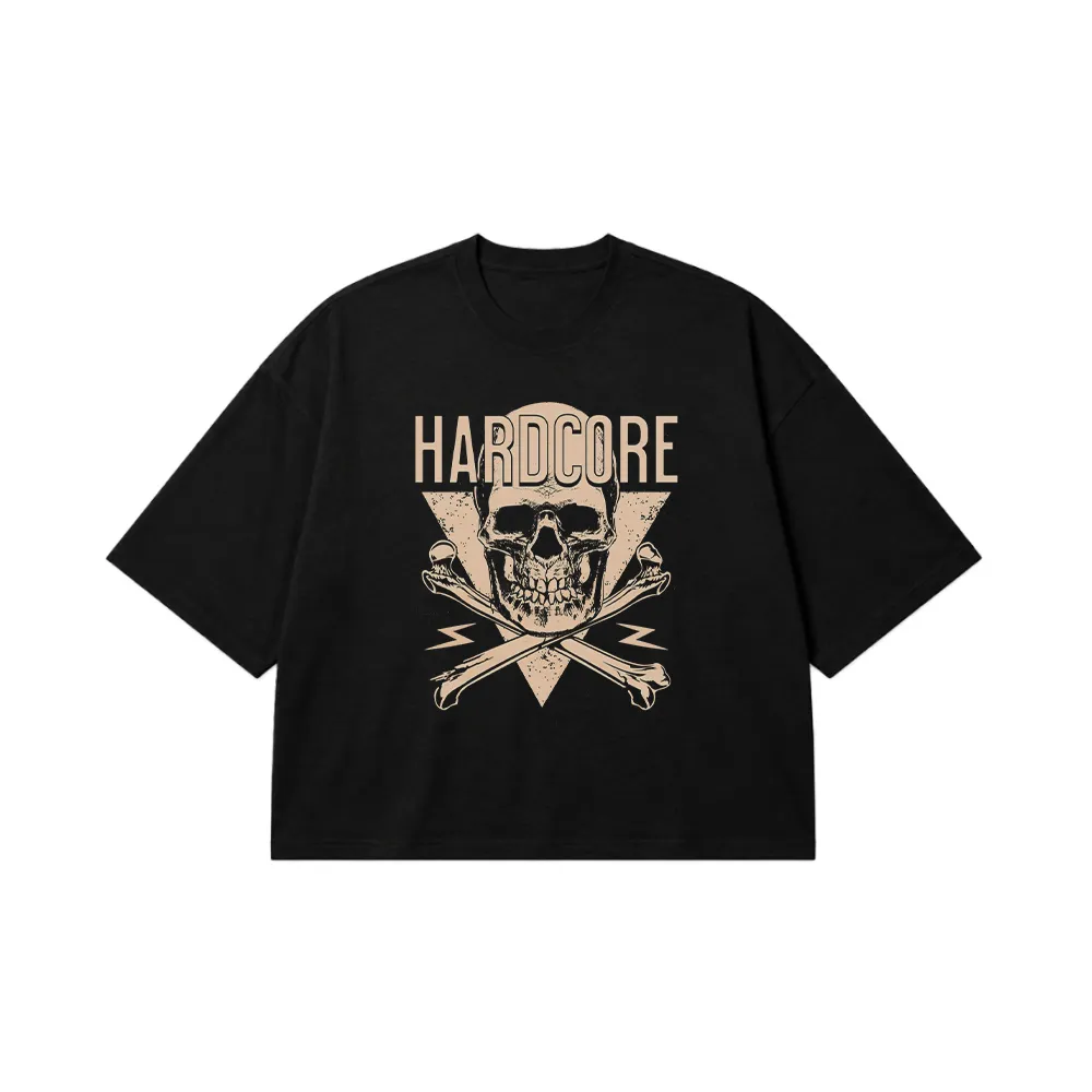 تیشرت باکسی جمجمه طرح Hardcore کد 21166