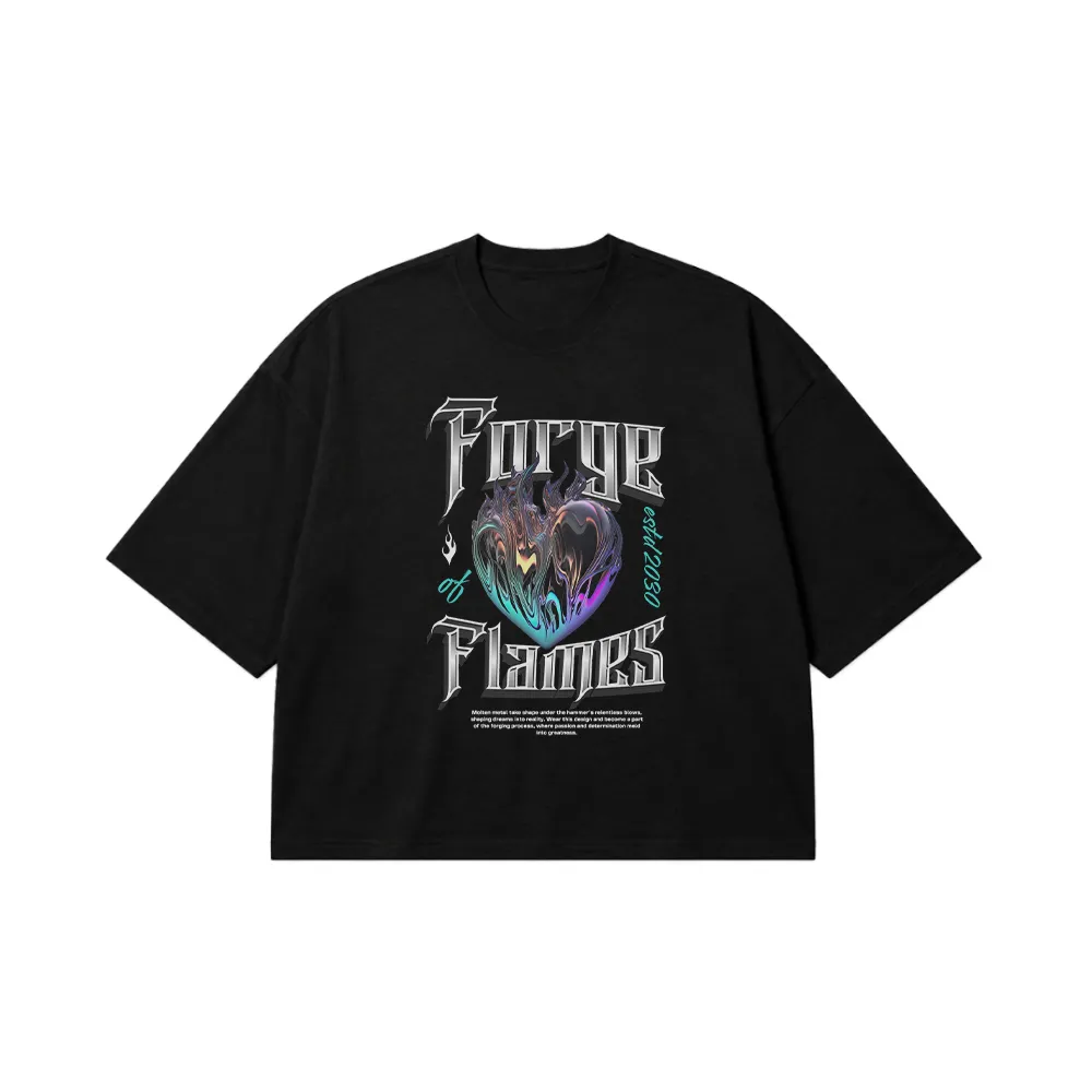 تیشرت باکسی قلب طرح Forge of Flames کد 21247