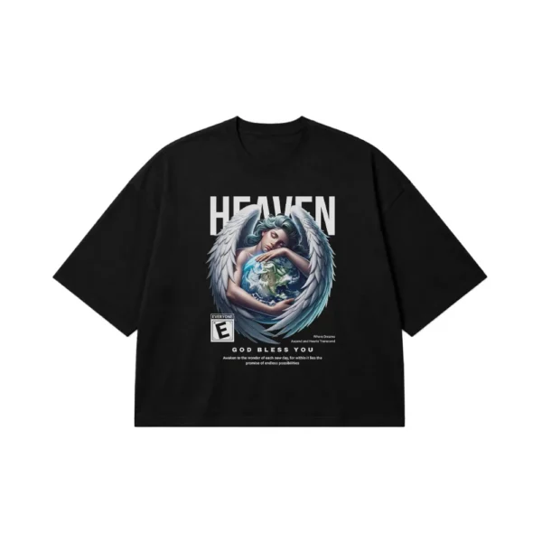 تیشرت باکسی طرح فرشته و کره زمین Heaven کد 21258