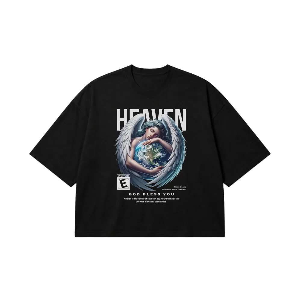 تیشرت باکسی طرح فرشته و کره زمین Heaven کد 21258
