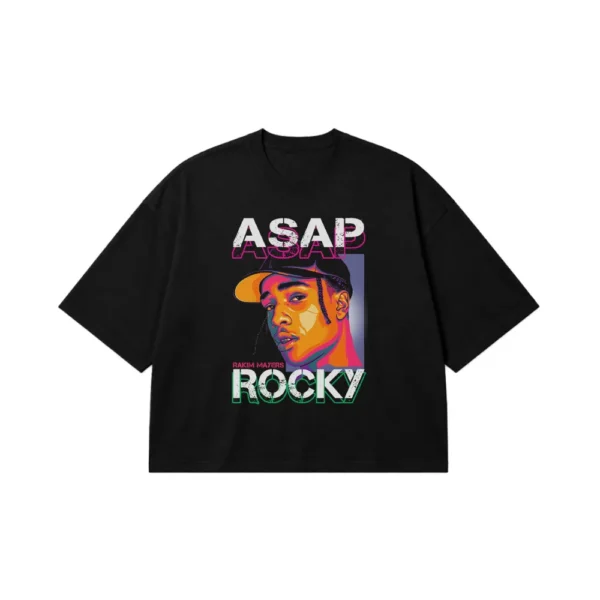 تیشرت باکسی ای‌سپ راکی طرح پرتره (ASAP Rocky) کد 21310