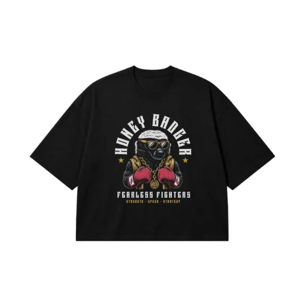 تیشرت باکسی راسو طرح Honey Badger Fearless Fighters کد 21478