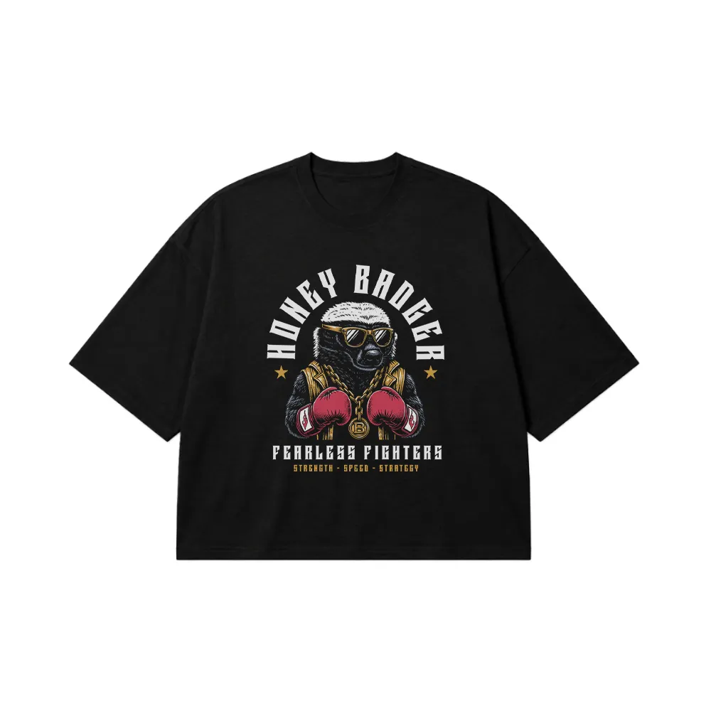 تیشرت باکسی راسو طرح Honey Badger Fearless Fighters کد 21478