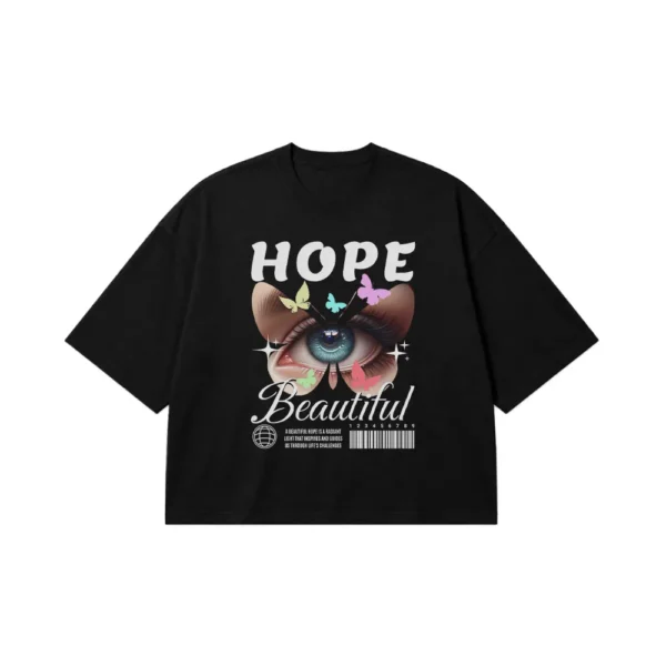 تیشرت باکسی تایپوگرافی طرح Hope Beautiful کد 21487