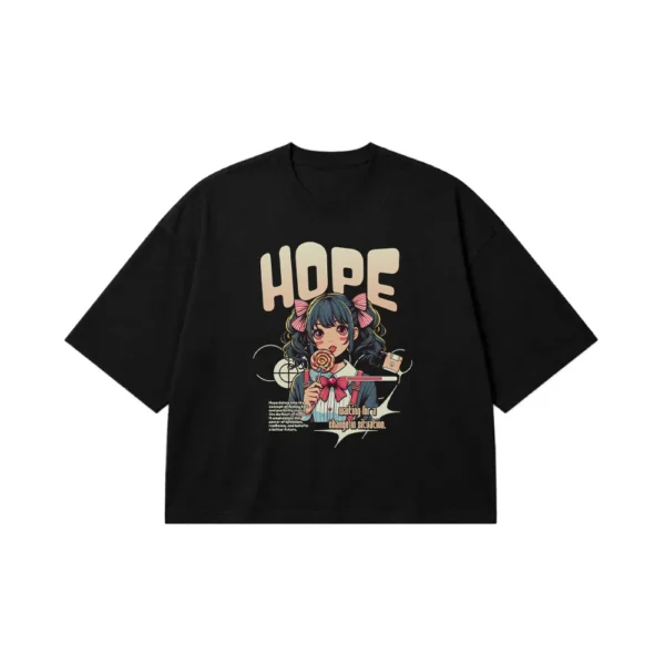 تیشرت باکسی انیمه دخترانه طرح Hope کد 21493