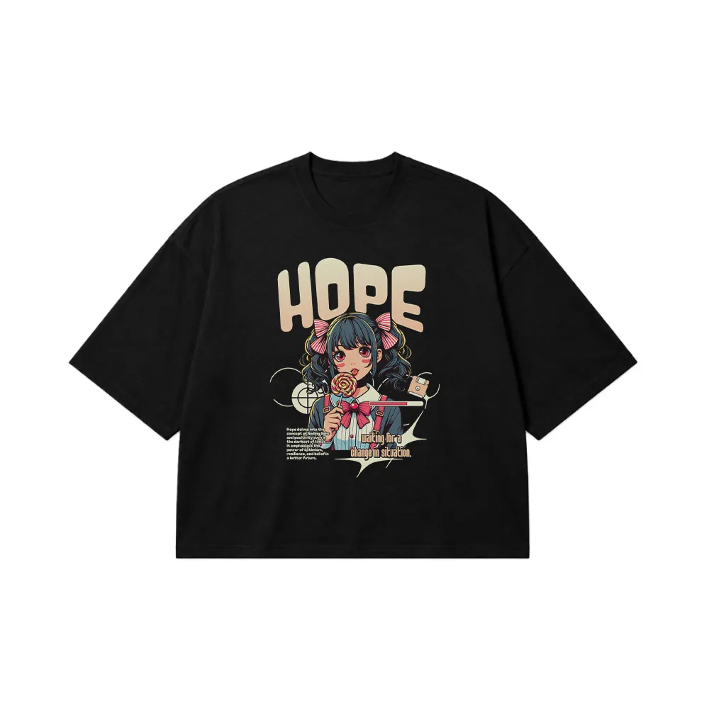 تیشرت باکسی انیمه دخترانه طرح Hope کد 21493