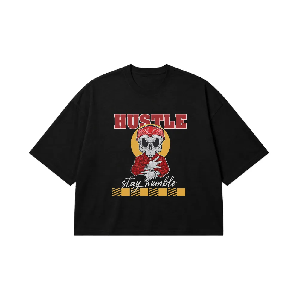 تیشرت باکسی طرح Hustle Stay Humble کد 21537