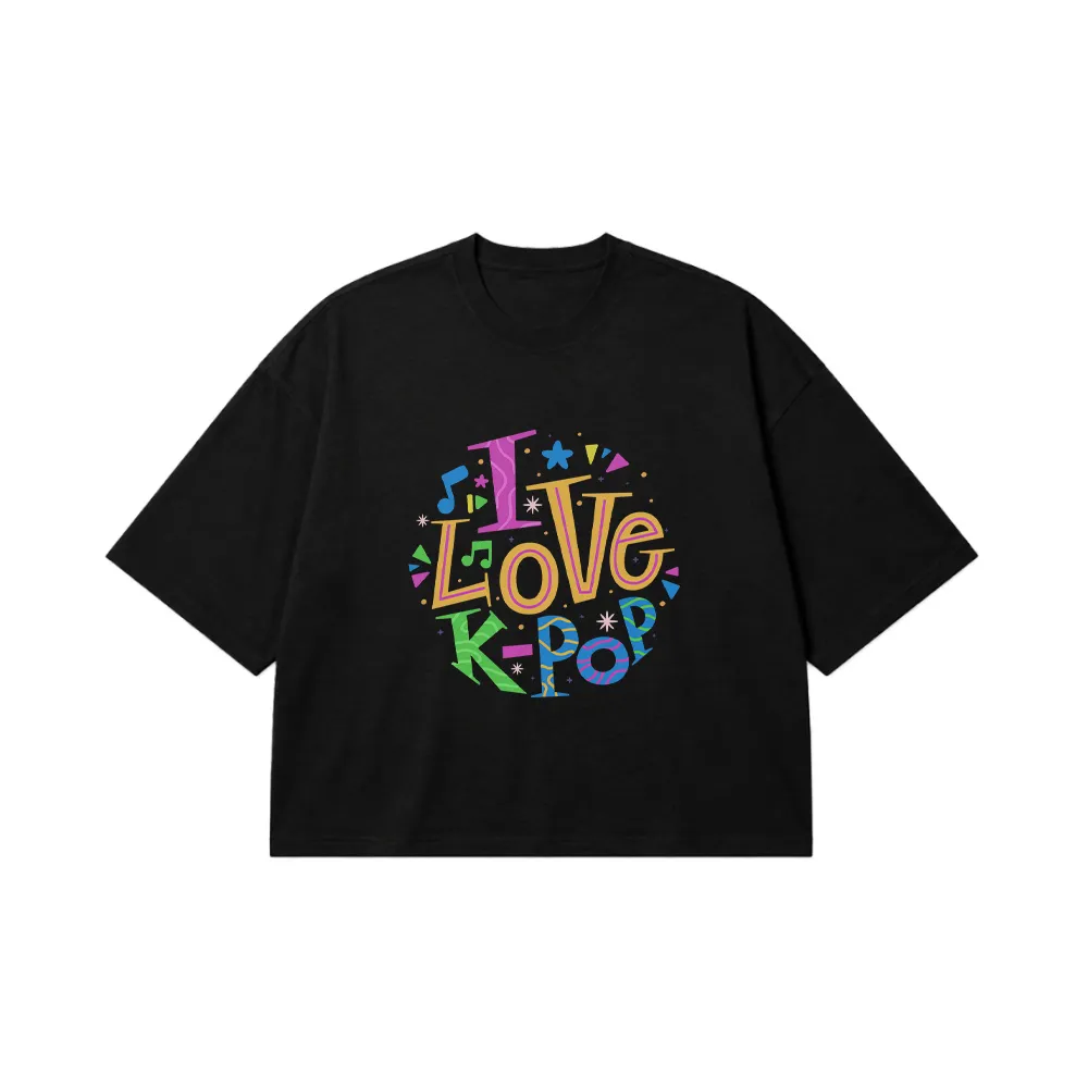 تیشرت باکسی طرح I Love K-pop کد 21559
