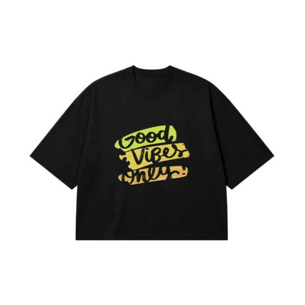 تیشرت باکسی حال و هوای مثبت طرح Good Vibes Only کد 21589