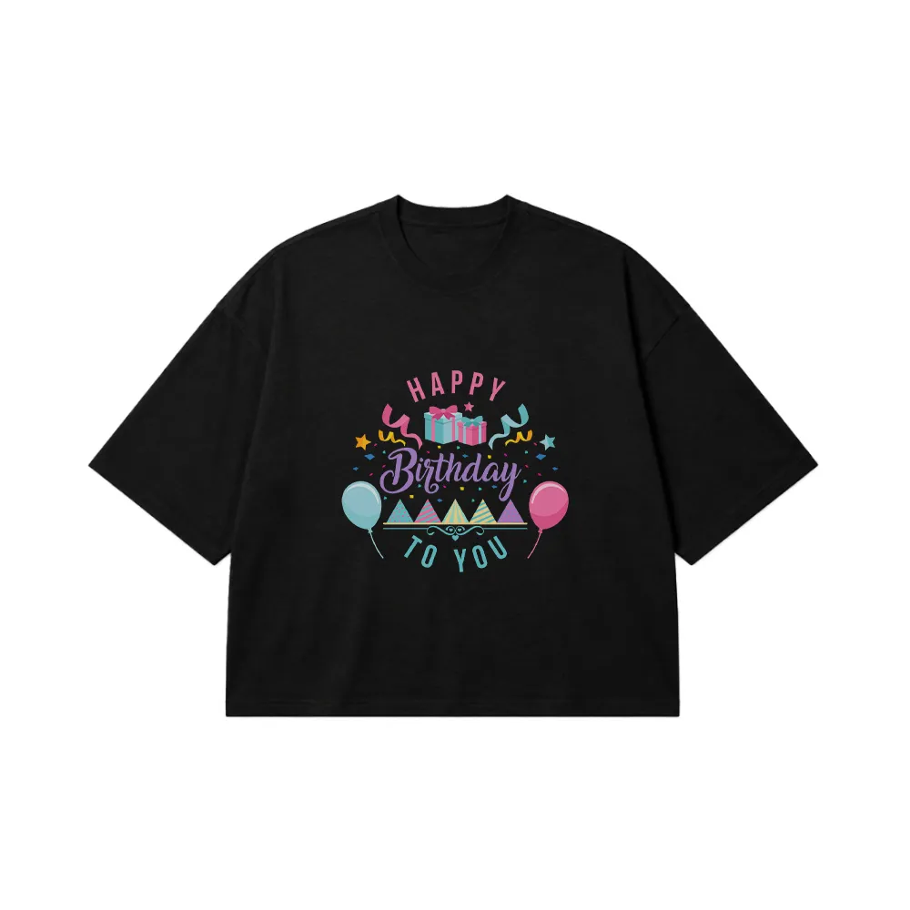 تیشرت باکسی تولد طرح Happy Birthday to You کد 21591