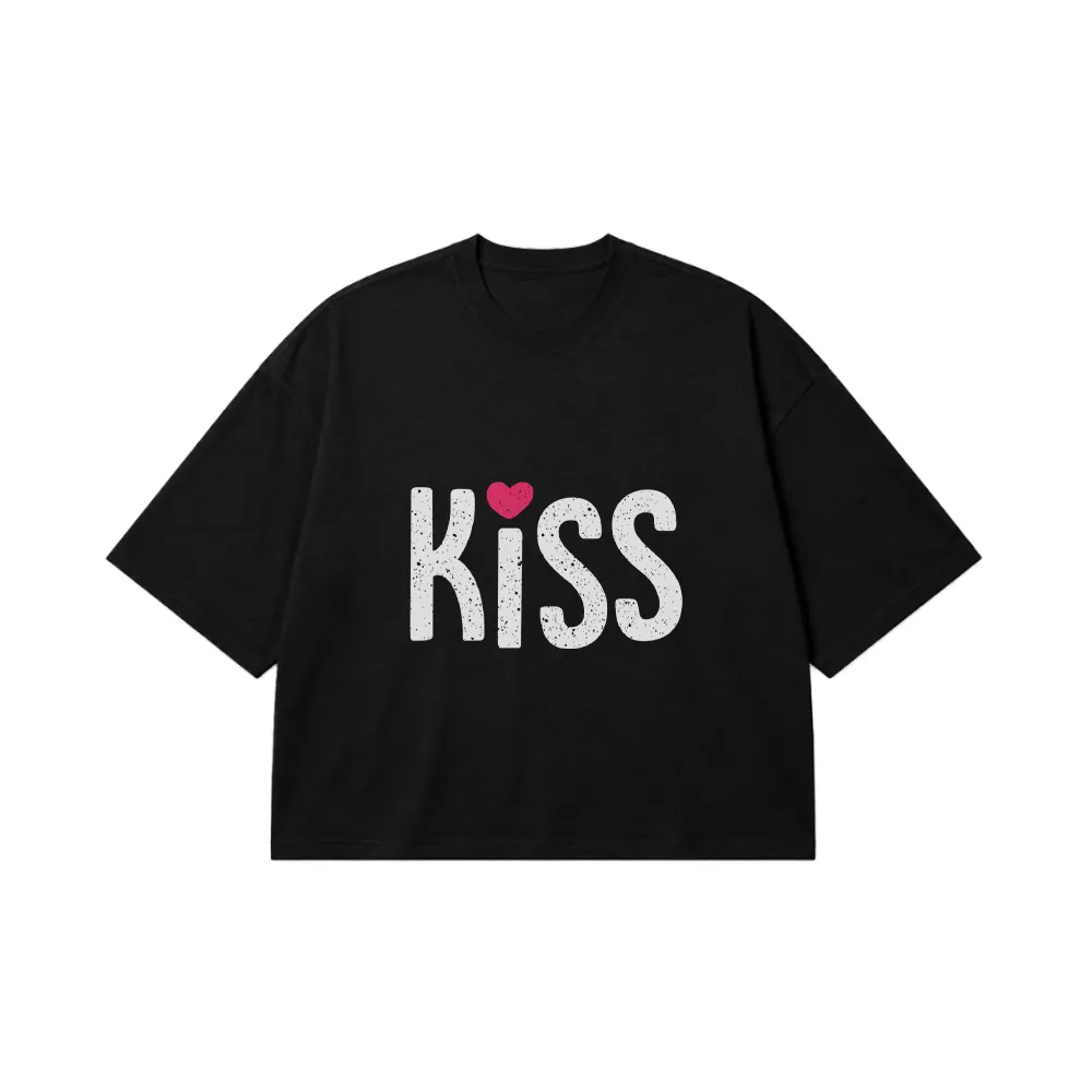 تیشرت باکسی طرح Kiss با قلب کد 21609