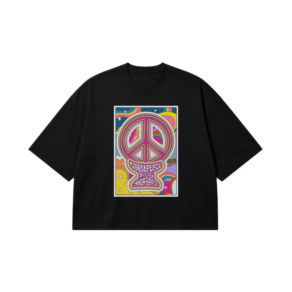 تیشرت باکسی طرح صلح جهانی (World Peace) کد 21708