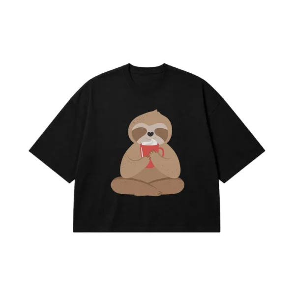 تیشرت باکسی تنبل طرح نوشیدن کاکائو (Sloth) کد 21736