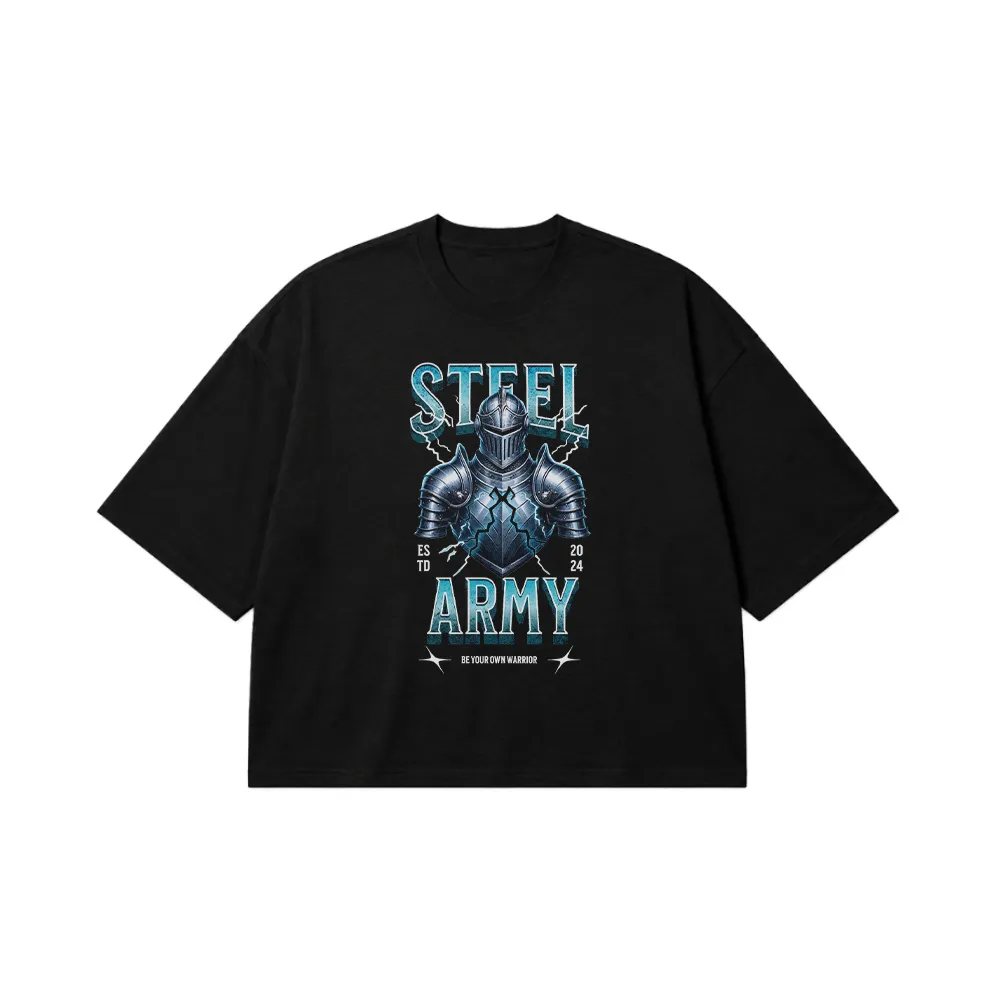 تیشرت باکسی نوشته Steel Army Be Your Own Warrior کد 21848
