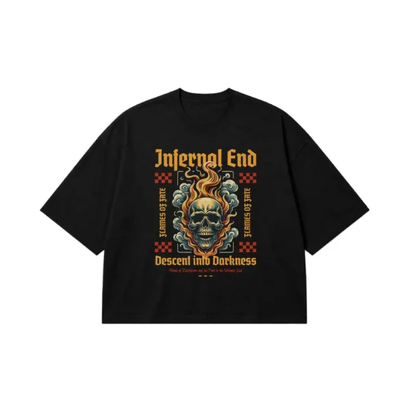تیشرت باکسی جمجمه طرح Infernal End کد 21876