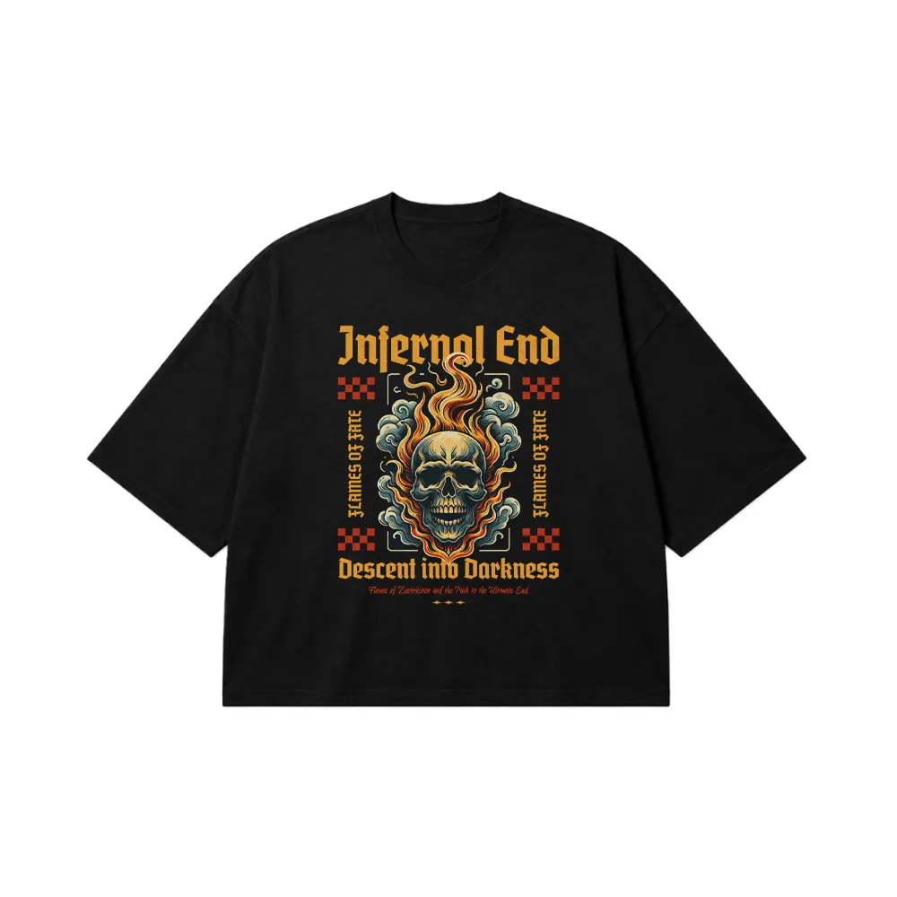 تیشرت باکسی جمجمه طرح Infernal End کد 21876