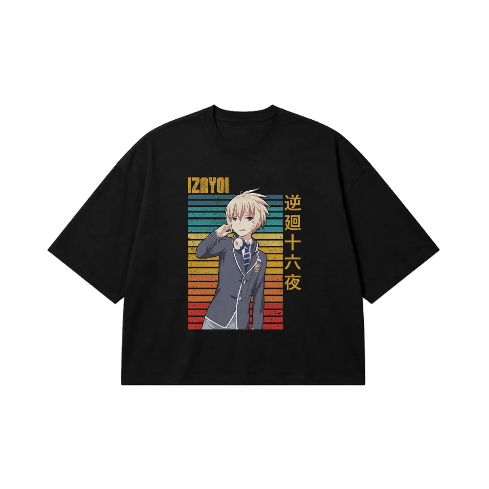تیشرت باکسی انیمه طرح ایزایوی ساکاماکی با پس‌زمینه رترو کد 21968