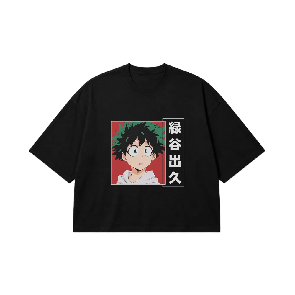تیشرت باکسی انیمه پلاس اولترا طرح ایزوکو میدوریا (Izuku Midoriya) کد 21988