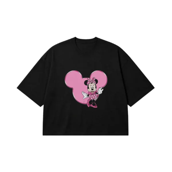 تیشرت باکسی دیزنی طرح مینی ماوس صورتی (Minnie Mouse) کد 2201