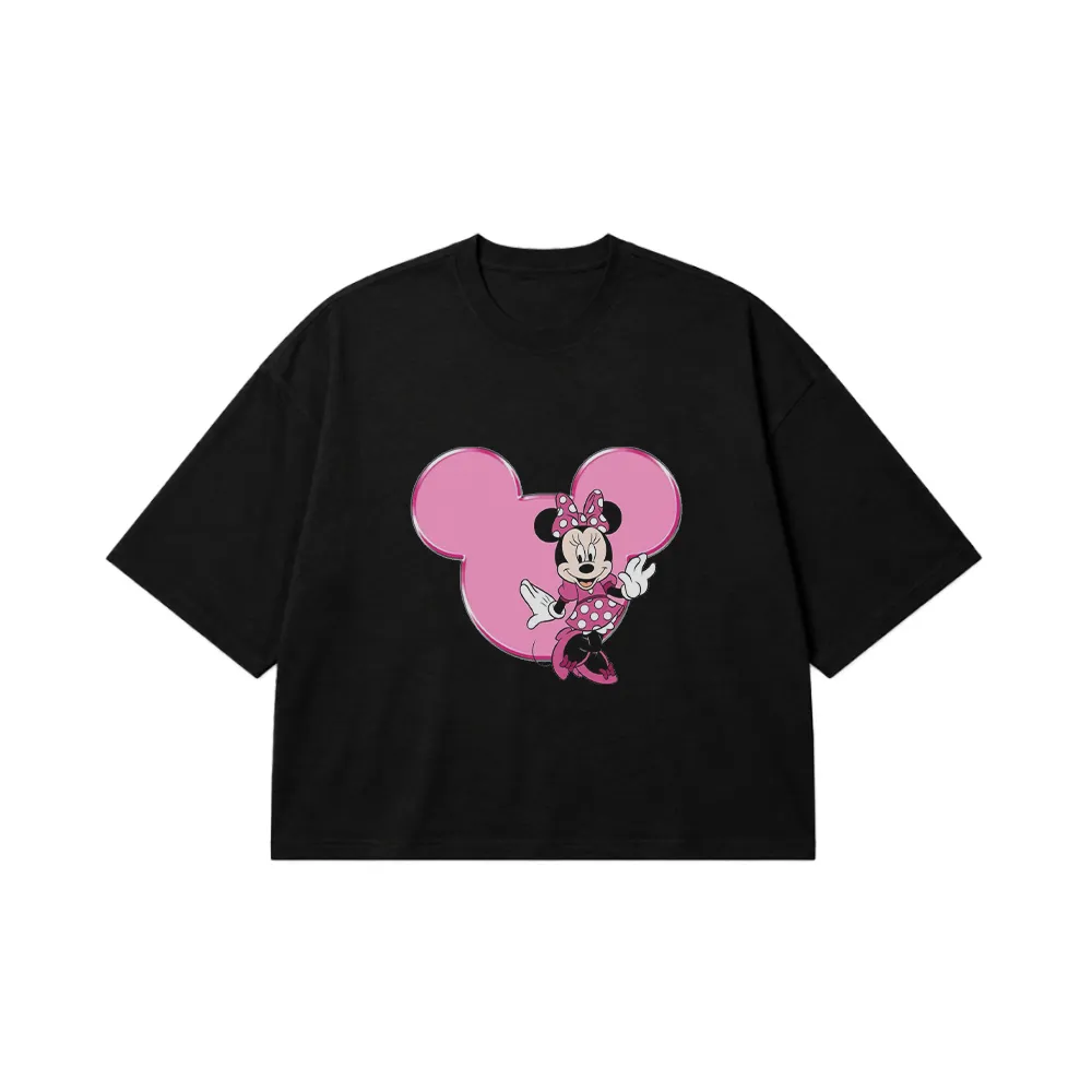 تیشرت باکسی دیزنی طرح مینی ماوس صورتی (Minnie Mouse) کد 2201