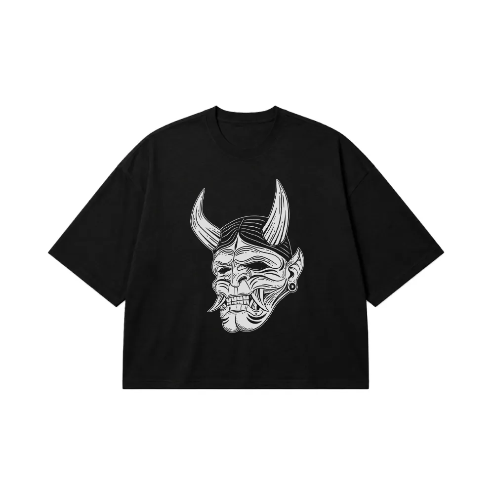 تیشرت باکسی طرح ماسک اونی (Oni Mask) کد 22069