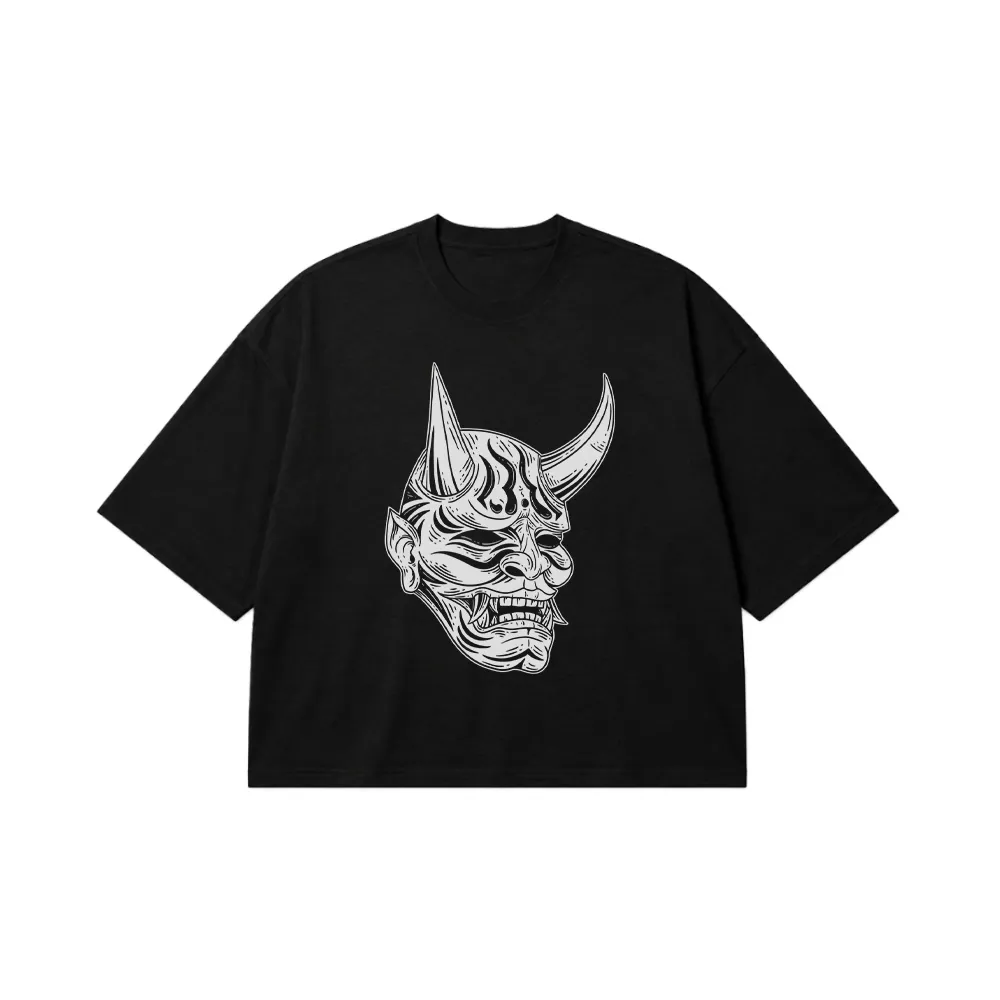 تیشرت باکسی طرح ماسک اونی (Oni Mask) کد 22071