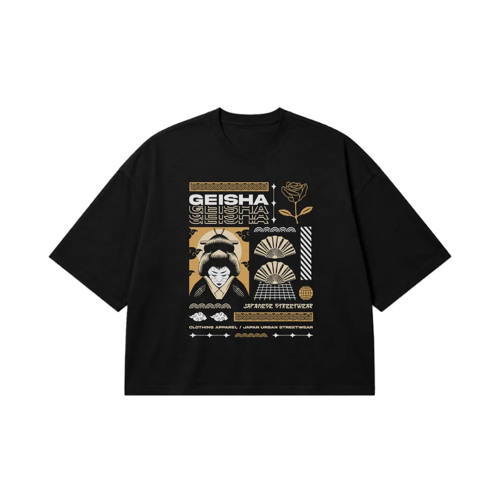 تیشرت باکسی طرح گیشا (Geisha) کد 22086