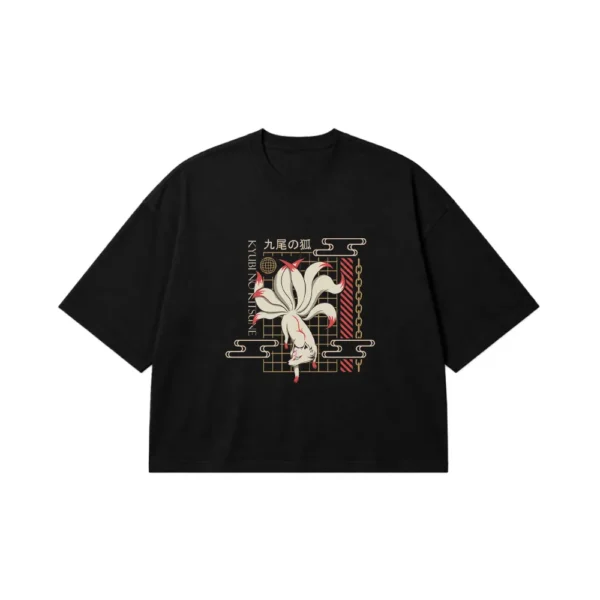 تیشرت باکسی طرح روباه نه‌دم کیوبی (Kyubi no Kitsune) کد 22090