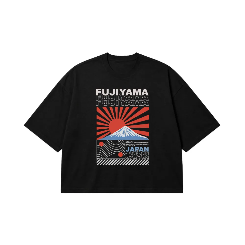 تیشرت باکسی ژاپنی طرح کوه فوجی یاما وینتیج (Fujiyama) کد 22097