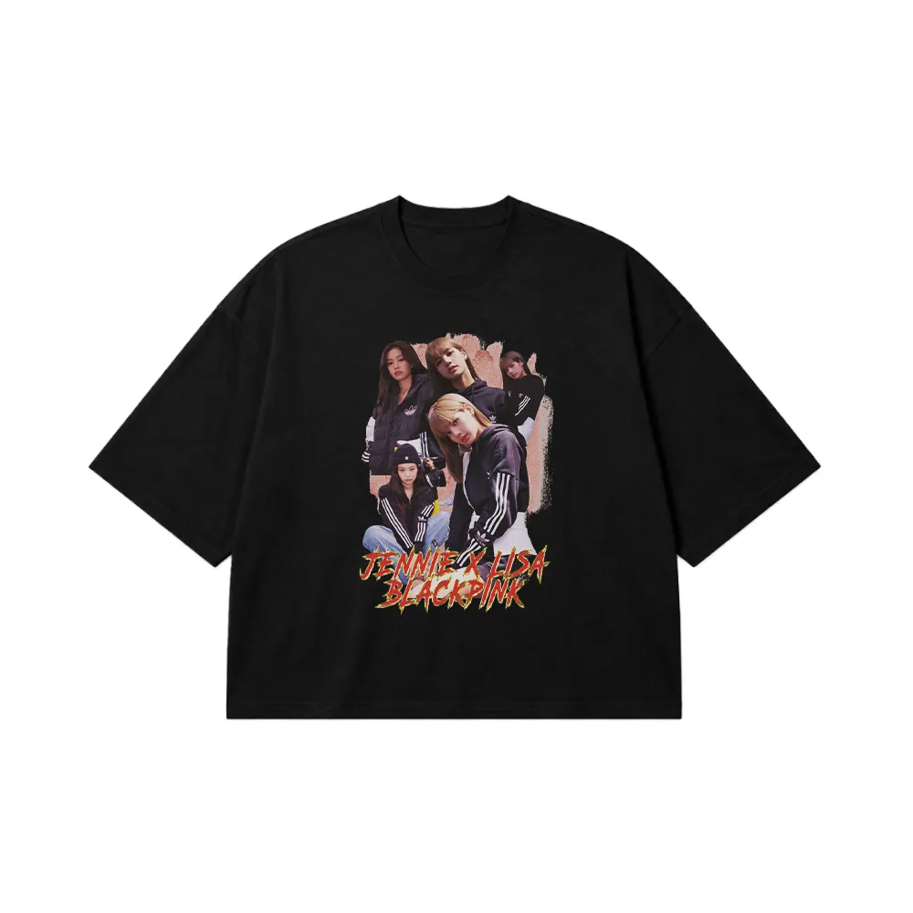 تیشرت باکسی جنی و لیسا طرح بلک‌پینک (Jennie x Lisa Blackpink) کد 22120