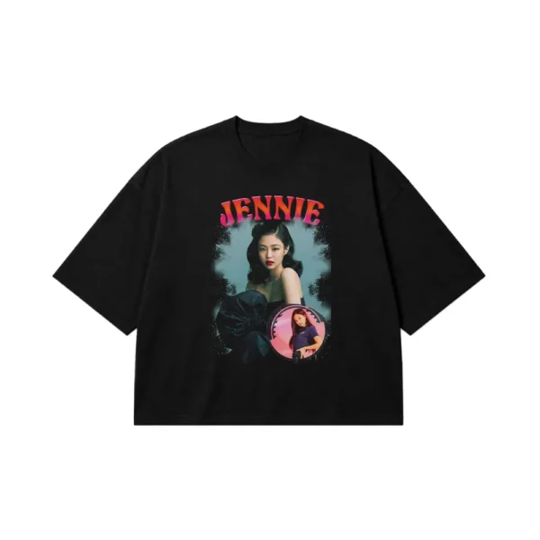تیشرت باکسی جنی طرح پرتره بلک‌پینک (Jennie Blackpink) کد 22121