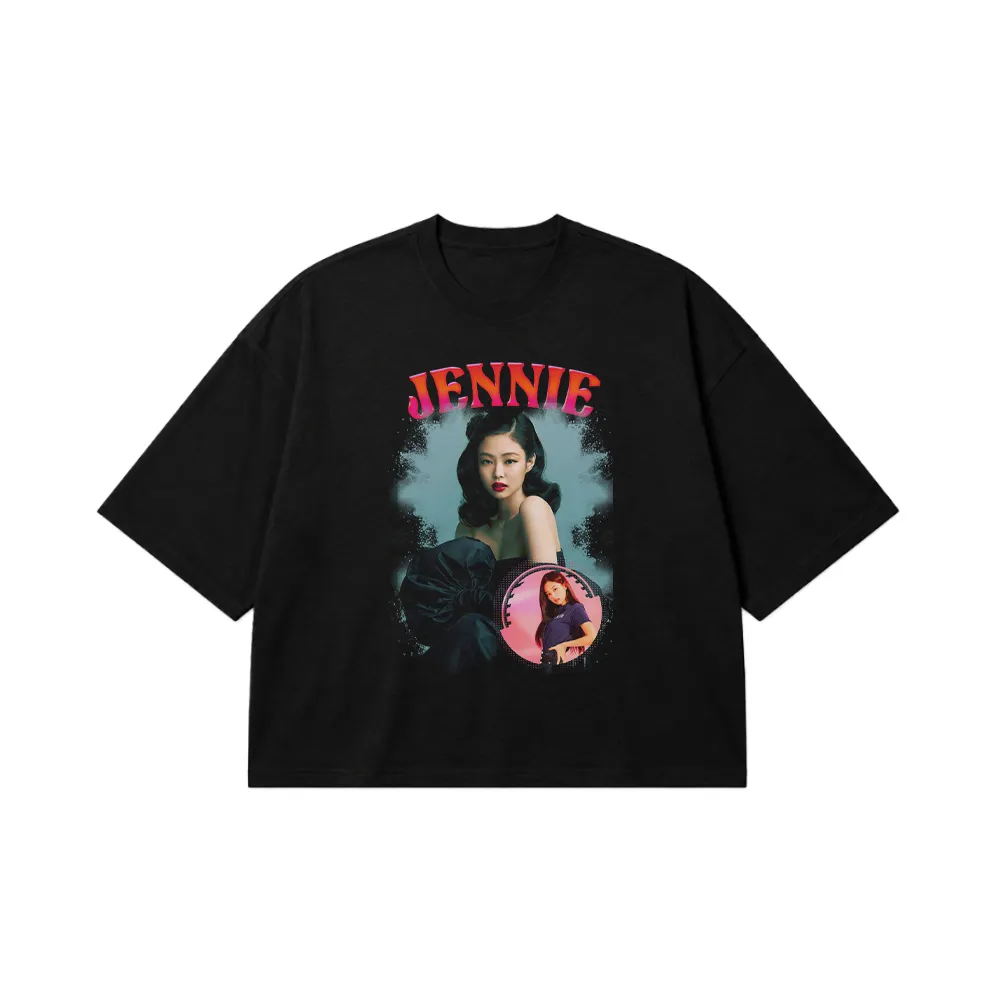 تیشرت باکسی جنی طرح پرتره بلک‌پینک (Jennie Blackpink) کد 22121