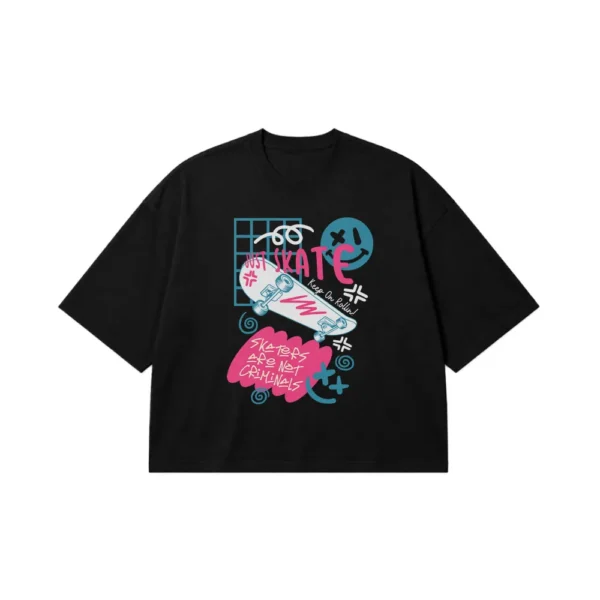 تیشرت باکسی اسکیت‌بورد طرح Just Skate استریت استایل کد 22307