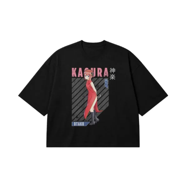 تیشرت باکسی انیمه دخترانه طرح کاگورا (Kagura) کد 22338