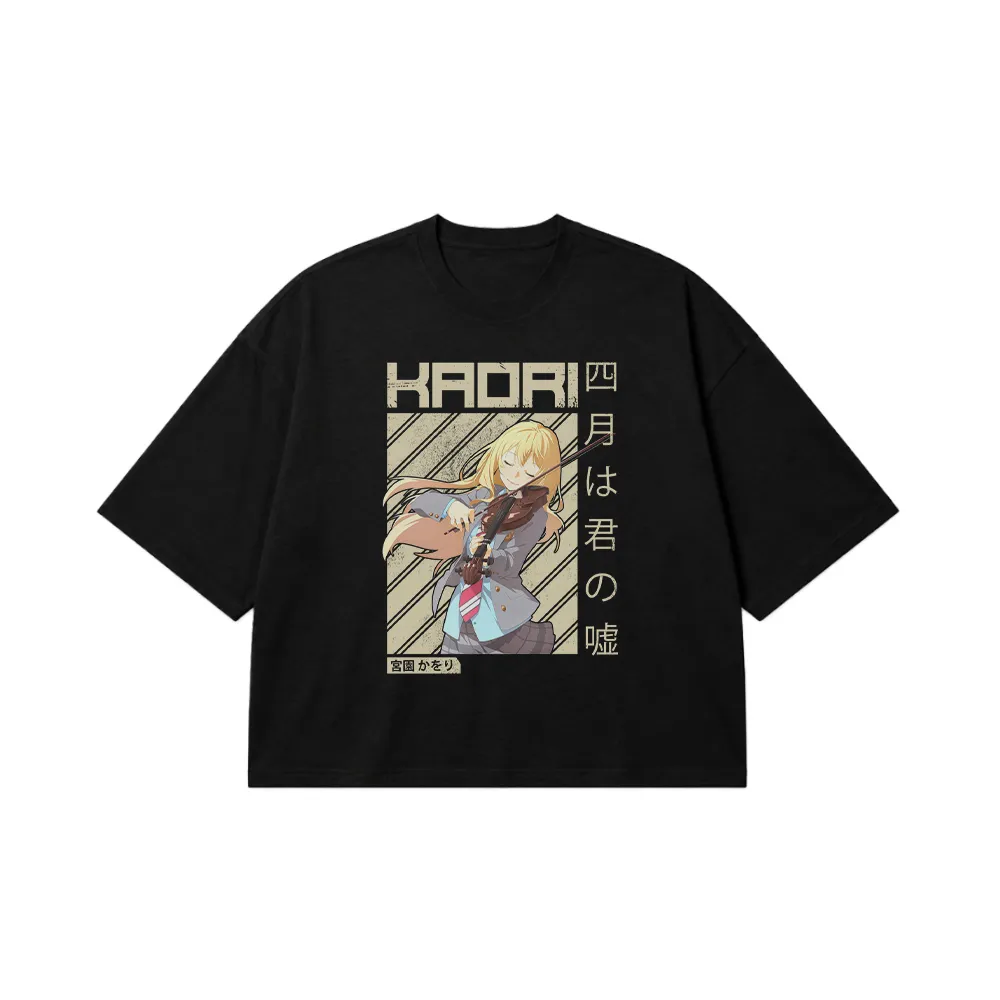 تیشرت باکسی انیمه دروغ آوریل طرح کائوری نوازنده (Your Lie in April, Kaori) کد 22401