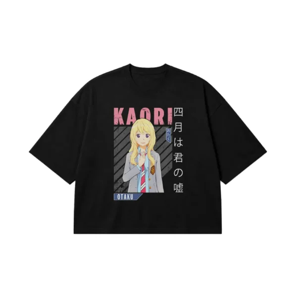 تیشرت باکسی انیمه دروغ آوریل طرح کائوری نوشته اوتاکو (Your Lie in April, Kaori) کد 22402