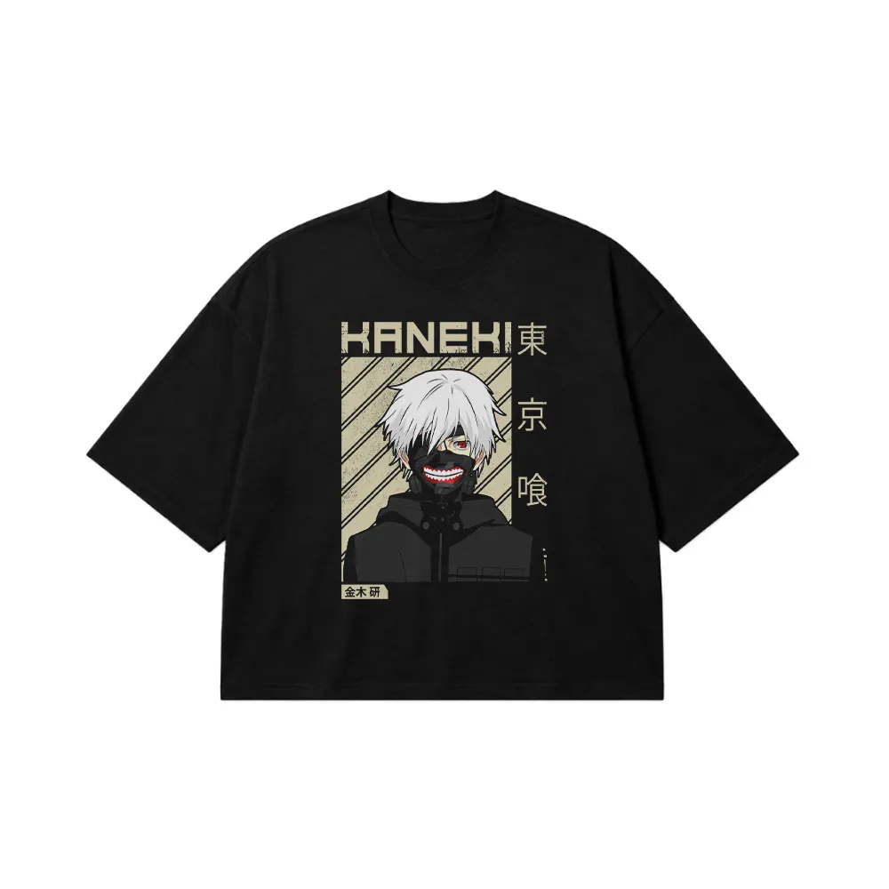 تیشرت باکسی انیمه توکیو غول طرح کانکی با ماسک (Kaneki) کد 22554