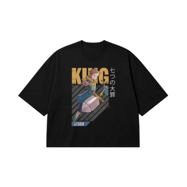 تیشرت باکسی انیمه سون ددلی سینز طرح کینگ طلایی (King) کد 22629