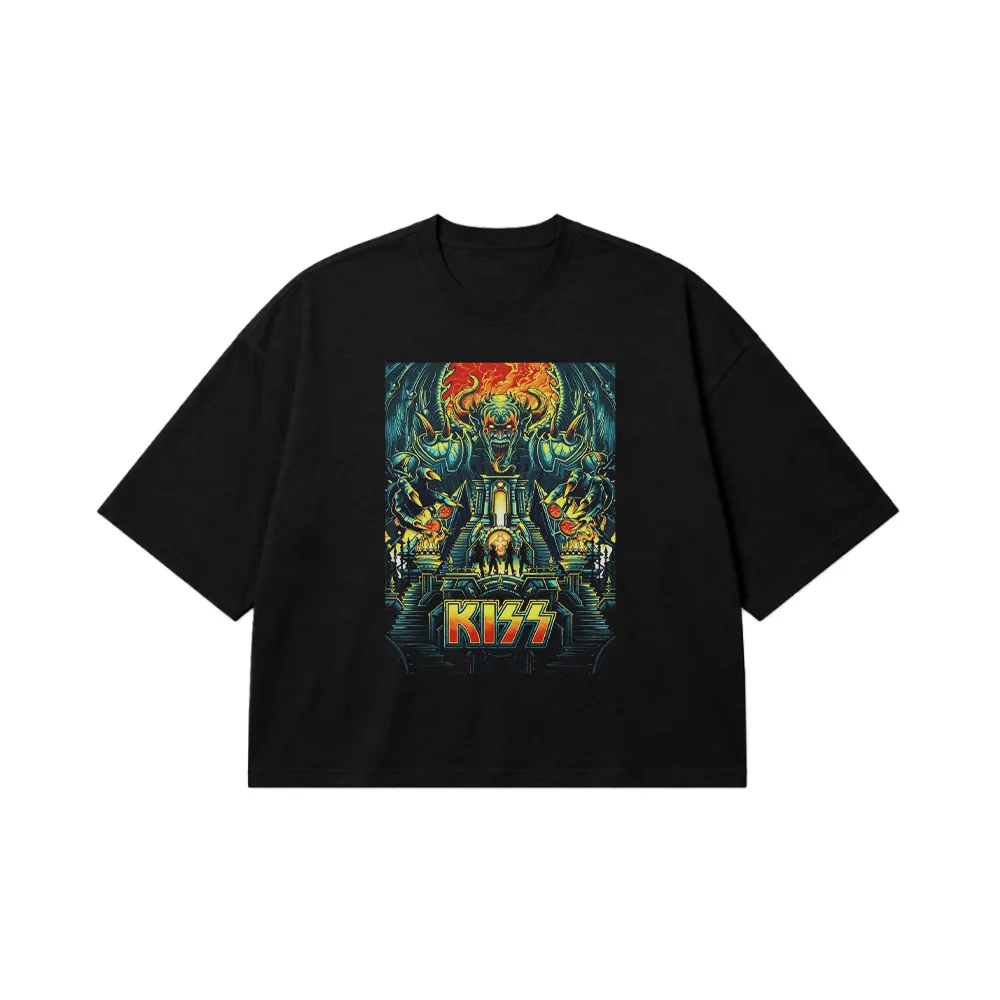تیشرت باکسی کیس طرح دروازه اهریمنی (KISS) کد 22711
