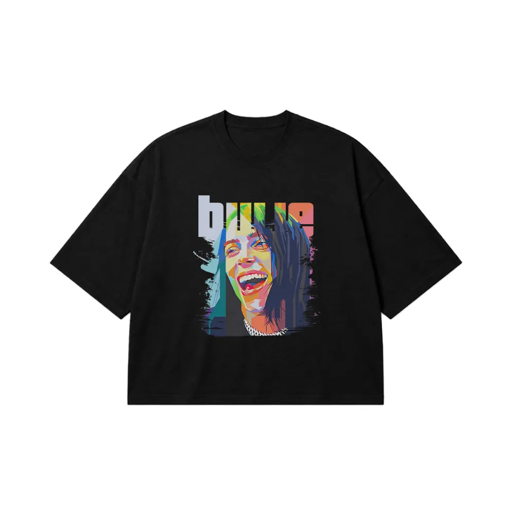 تیشرت باکسی طرح پاپ آرت بیلی آیلیش (Billie Eilish) کد 22733