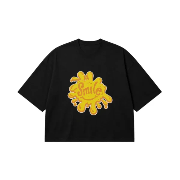 تیشرت باکسی طرح لبخند زرد (Smile) کد 22982