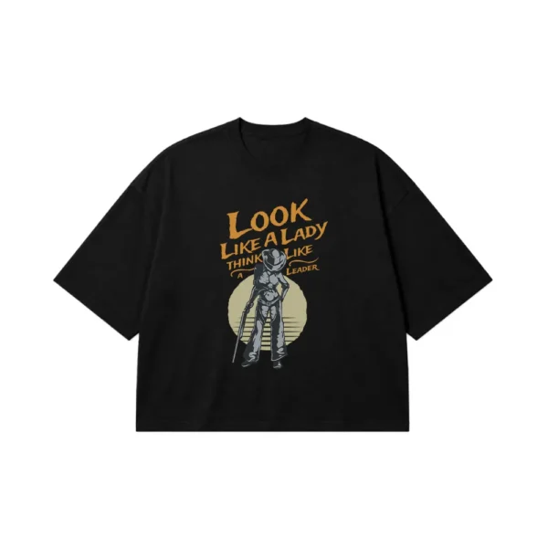 تیشرت باکسی انگیزشی زنانه طرح Look Like A Lady کد 22990
