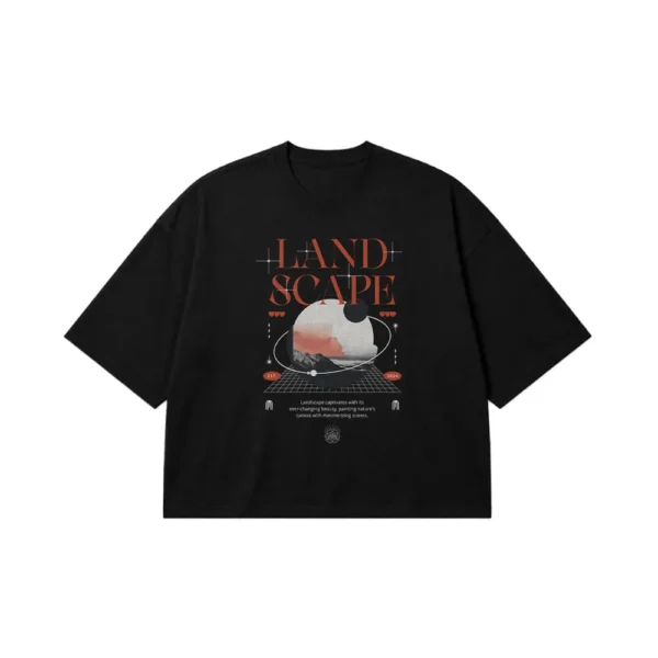 تیشرت باکسی منظره مینیمال طرح Landscape کد 22999